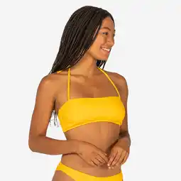 Decathlon Bikinitop voor surfen Laura geel bandeau met uitneembare pads aanbieding
