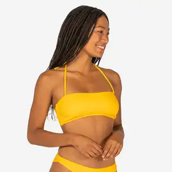 Decathlon Bikinitop voor surfen Laura geel bandeau met uitneembare pads aanbieding
