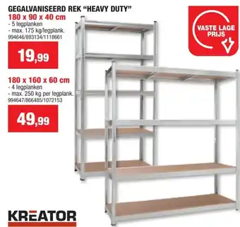Hubo Practo Home Power Heavy Duty opbergrek 4 planken 180x160x60 cm metaal/hout aanbieding