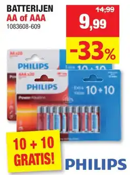 Hubo Philips batterij LR03/AAA 20 stuks aanbieding