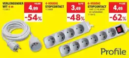Hubo Profile stekkerdoos 4x met kabel 60cm wit aanbieding