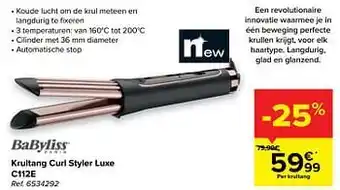 Carrefour Babyliss krultang curl styler luxe c112e aanbieding