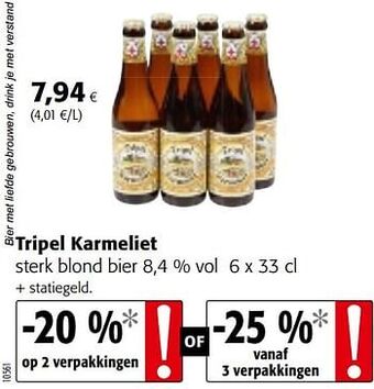 Colruyt Tripel karmeliet sterk blond bier aanbieding