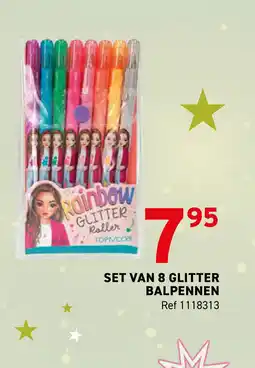 Trafic Set van 8 glitter balpennen aanbieding
