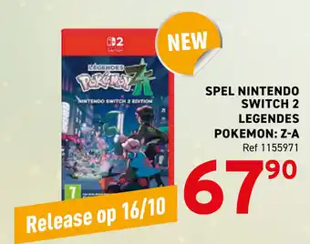 Trafic Spel nintendo switch 2 legendes pokemon Z-A aanbieding
