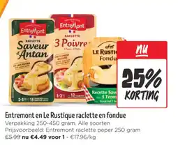 Jumbo Entremont en le rustique raclette en fondue aanbieding