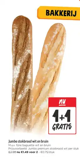Jumbo Jumbo stokbrood wit en bruin aanbieding