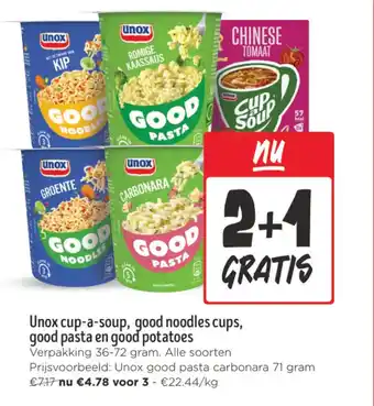 Jumbo Unox cup-a-soup good noodles cups, good pasta en good potatoes aanbieding