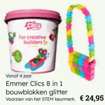 Multi bazar Emmer Clics 8 in 1 bouwblokken glitter aanbieding