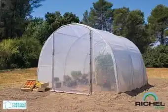 Brico Tunnelserre Richel 1 deur polyethyleen grijs transparant staal 300x300x200cm 9m² aanbieding