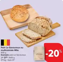 Carrefour Market Pain Le Savoureux ou multicéréale Milo aanbieding