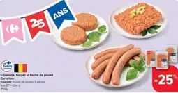 Carrefour Market Chipolata, burger et haché de poulet Carrefour aanbieding