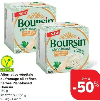 Carrefour Market Boursin Alternative végétale au fromage ail et fines herbes Plant-based aanbieding