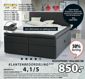 Jysk Gold c50 boxspring aanbieding