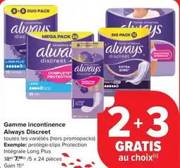 Carrefour Market Always Discreet Gamme incontinence aanbieding