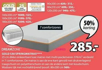Jysk Gold s30 springmatras aanbieding