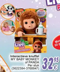Cora Interactieve knuffel my baby monkey of panda aanbieding