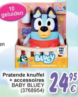 Cora Pratende knuffel + accessoires baby bluey aanbieding