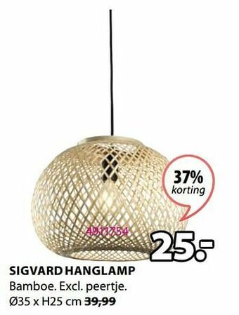 Jysk Sigvard hanglamp aanbieding