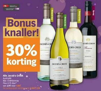 Albert Heijn Jacob`s creek chardonnay aanbieding