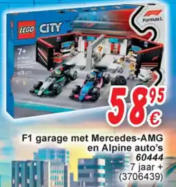 Cora Lego City F1 garage met Mercedes-AMG en Alpine auto's 60444 aanbieding
