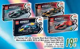 Cora Lego Technic F1 Ferrari SF-24, Oracle Red Bull Racing RB20, Mercedes-AMG W15 of McLaren Team MCL38 aanbieding