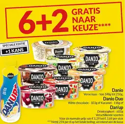 Intermarché Danio verse kaas , Danio Duo white chocolade of Karamel of Dan Up Drinkyoghurt aanbieding