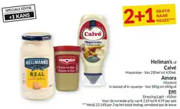 Intermarché Hellman's of Calvé Mayonaise , Amora Mosterd of Effi dressing Light aanbieding