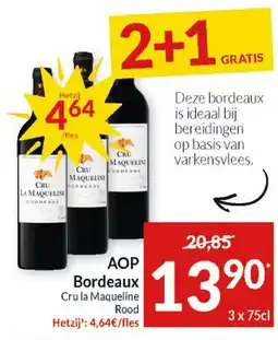Intermarché AOP Bordeaux Cru la Maqueline Rood aanbieding