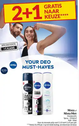 Intermarché Nivea of Nivea Men Deodorants Spray of Roll aanbieding