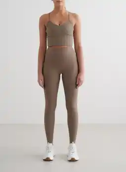 Decathlon Dames Legging Geribbelde Sneldrogend Bruin aanbieding