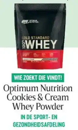 Delhaize Optimum Nutrition Cookies & Cream Whey Powder aanbieding
