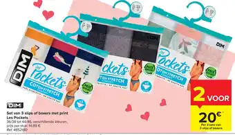 Carrefour Market Set van 3 slips of boxers met print Les Pockets aanbieding