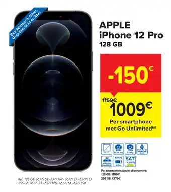 Carrefour Market Apple iPhone 12 Pro 128 GB aanbieding