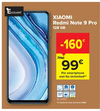 Carrefour Market Xiaomi Redmi Note 9 Pro 128 GB aanbieding
