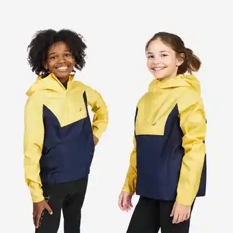Decathlon Winddichte spraytop voor zeilen en kajakken voor kinderen Sailing 100 geel/navy aanbieding