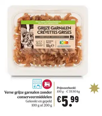 Delhaize Verse grijze garnalen zonder conserveermiddelen aanbieding