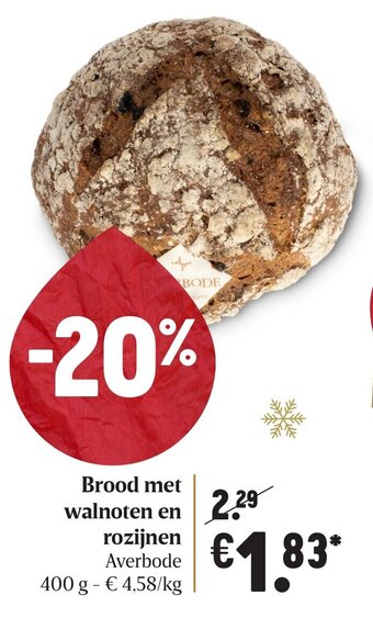 Delhaize Brood met walnoten en rozijnen aanbieding