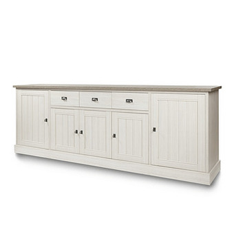 Deba Meubelen Kast dressoir YORK 5 deuren - Lariks & Crystal Oak Beige Wit aanbieding