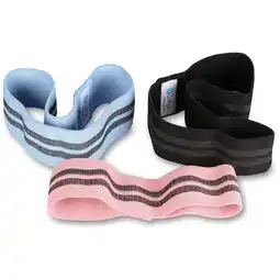 Decathlon Elastische Stoffen Bandjes 3 Niveaus van Weerstanden INDIGO Roze-Blauw-Zwart aanbieding
