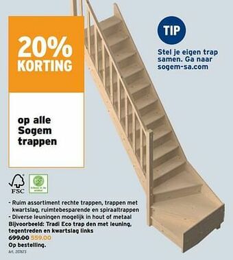 GAMMA Tradi eco trap den met leuning tegentreden en kwartslag links aanbieding