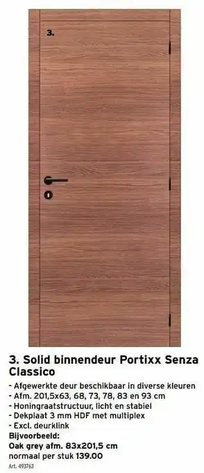 GAMMA Solid binnendeur portixx senza classico oak grey aanbieding