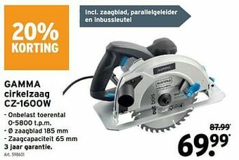 GAMMA Gamma cirkelzaag cz-1600w aanbieding