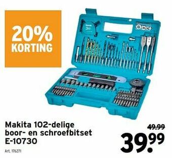 GAMMA Makita 102-delige boor- en schroefbitset e-10730 aanbieding