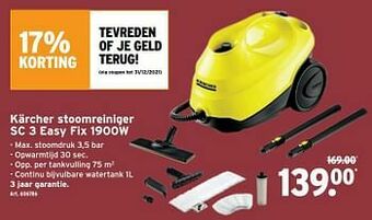 GAMMA Kärcher stoomreiniger sc 3 easy fix 1900w aanbieding