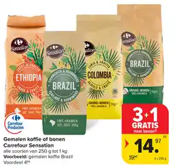 Carrefour Gemalen koffie of bonen carrefour sensation aanbieding