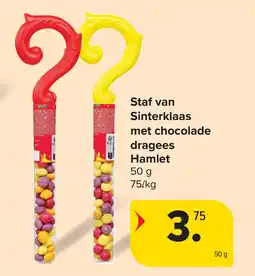 Carrefour Staf van sinterklaas met chocolade dragees hamlet aanbieding