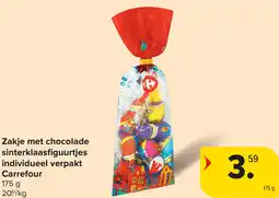 Carrefour Zakje met chocolade sinterklaasfiguurtjes individueel verpakt carrefour aanbieding