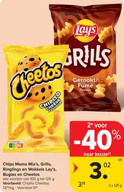 Carrefour Chips mama mia's grills ringlings en wokkels lay's bugles en cheetos aanbieding