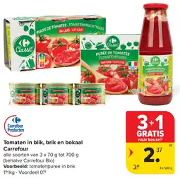 Carrefour Tomaten in blik brik en bokaal carrefour aanbieding